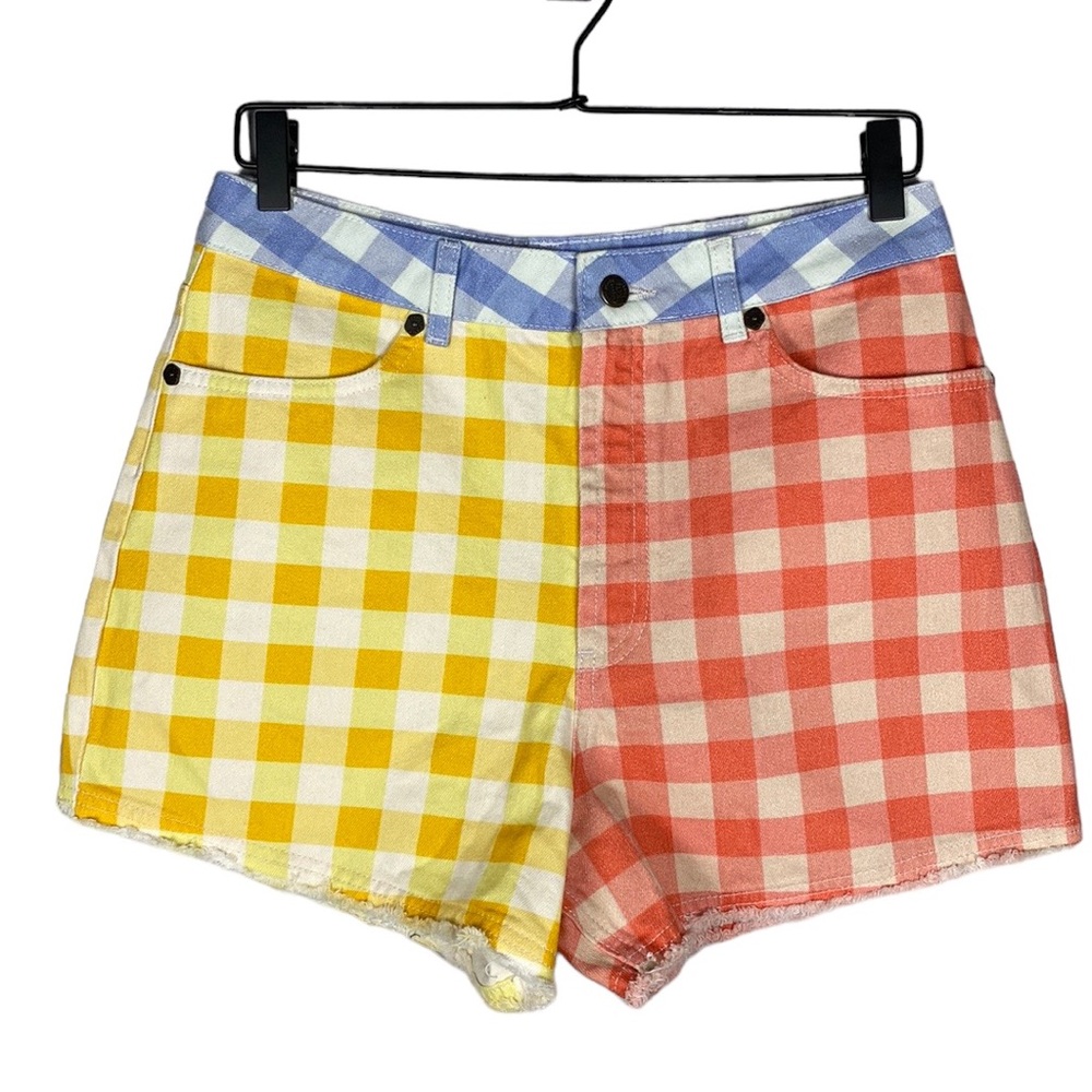 FARM rio colorful plaid denim shorts